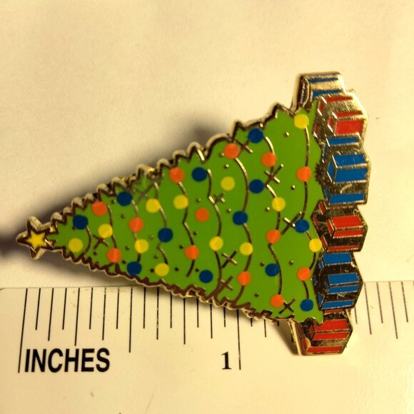 Christmas Tree Enamel Pin Lapel Badge Holiday Jewelry Pinback - Picture 4 of 7